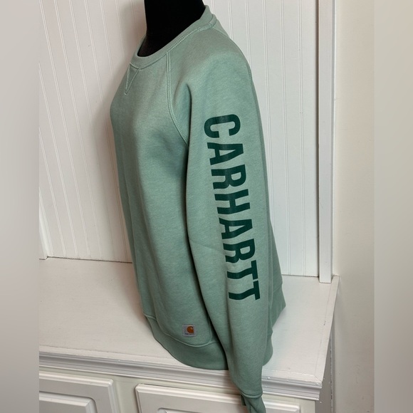 Carhartt Sage Green Pullover with Sleeve Logo - Picture 7 of 12